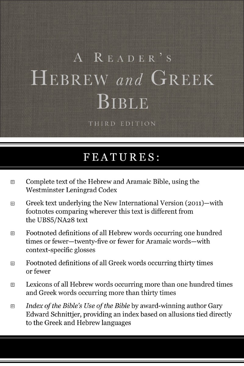 Cover image for A Reader's Hebrew and Greek Bible, isbn: 9780310180463