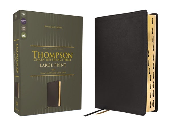 Cover image for Esv, Thompson Chain-Reference Bible, Large Print, Leathersoft, Black, Red Letter, Thumb Indexed, isbn: 9780310458951