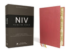 Cover image for Niv, Thinline Bible, Premium Goatskin Leather, Coral, Premier Collection, Black Letter, Gauffered Edges, Comfort Print, isbn: 9780310460862