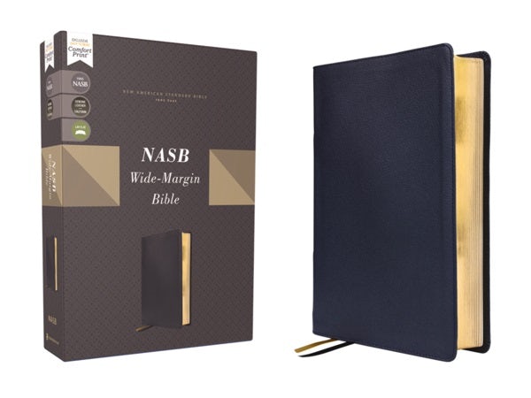 Cover image for Nasb, Wide Margin Bible, Genuine Leather, Calfskin, Navy, Red Letter, 1995 Text, Comfort Print, isbn: 9780310461104
