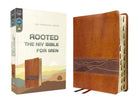 Cover image for Rooted: The NIV Bible for Men, Leathersoft, Brown, Thumb Indexed, Comfort Print, isbn: 9780310462576