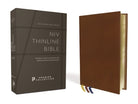 Cover image for Niv, Thinline Bible, Premium Goatskin Leather, Brown, Premier Collection, Black Letter, Art Gilded Edges, Comfort Print, isbn: 9780310462750