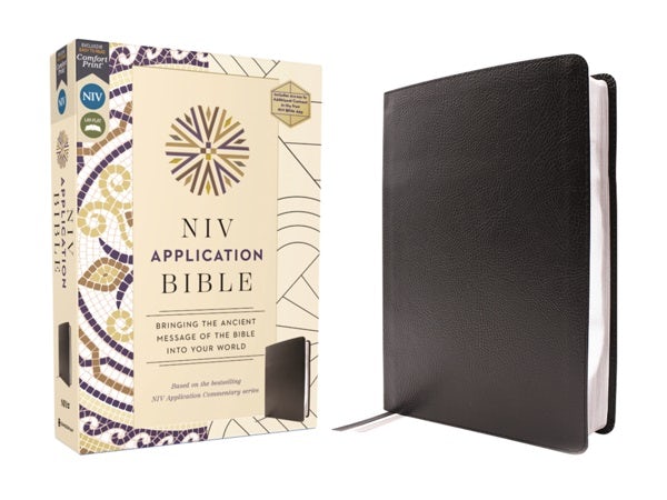 Cover image for NIV Application Bible, European Bonded Leather, Black, Red Letter, Comfort Print, isbn: 9780310465102