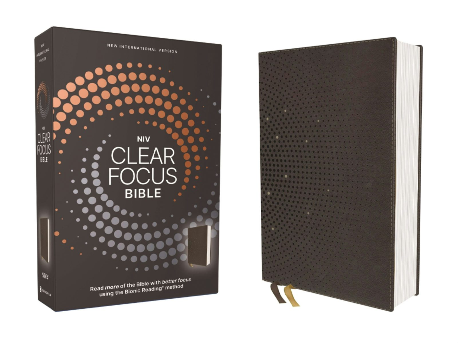 Cover image for Niv, Clear Focus Bible, Leathersoft, Charcoal Brown, isbn: 9780310465553