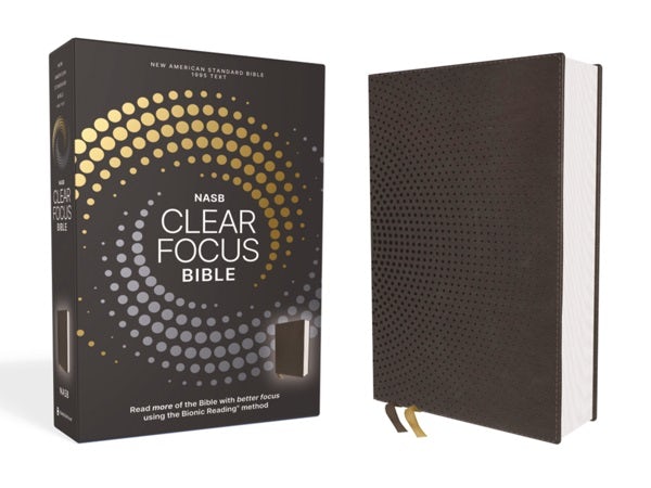 Cover image for Nasb, Clear Focus Bible, Leathersoft, Charcoal Brown, isbn: 9780310465591