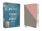 Cover image for Niv, Quest Study Bible, Large Print, Leathersoft, Gray/Pink, Comfort Print, isbn: 9780310465836