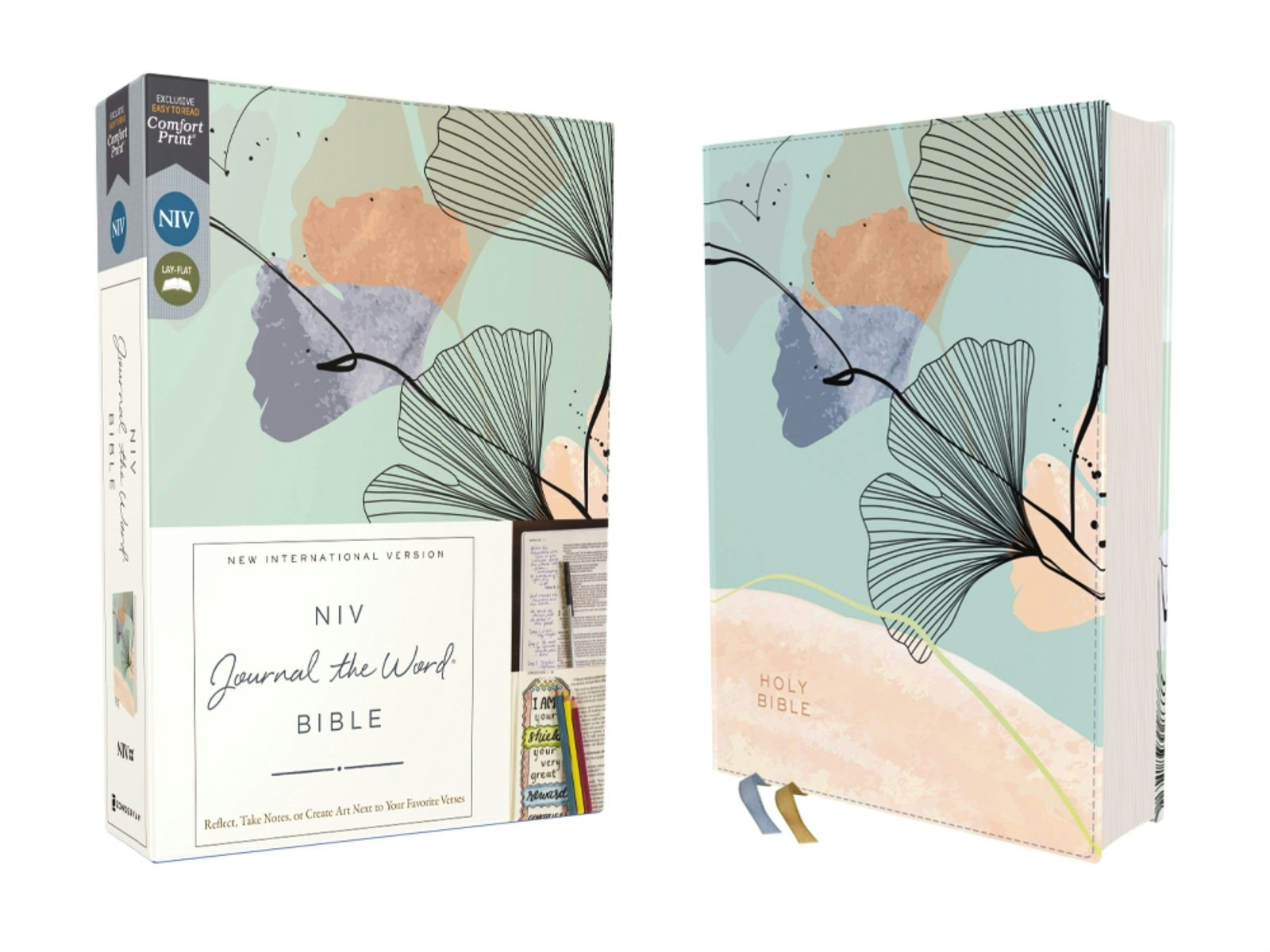 Cover image for Niv, Journal the Word Bible (Perfect for Note-Taking), Leathersoft, Teal/Floral, Red Letter, Comfort Print, isbn: 9780310467281