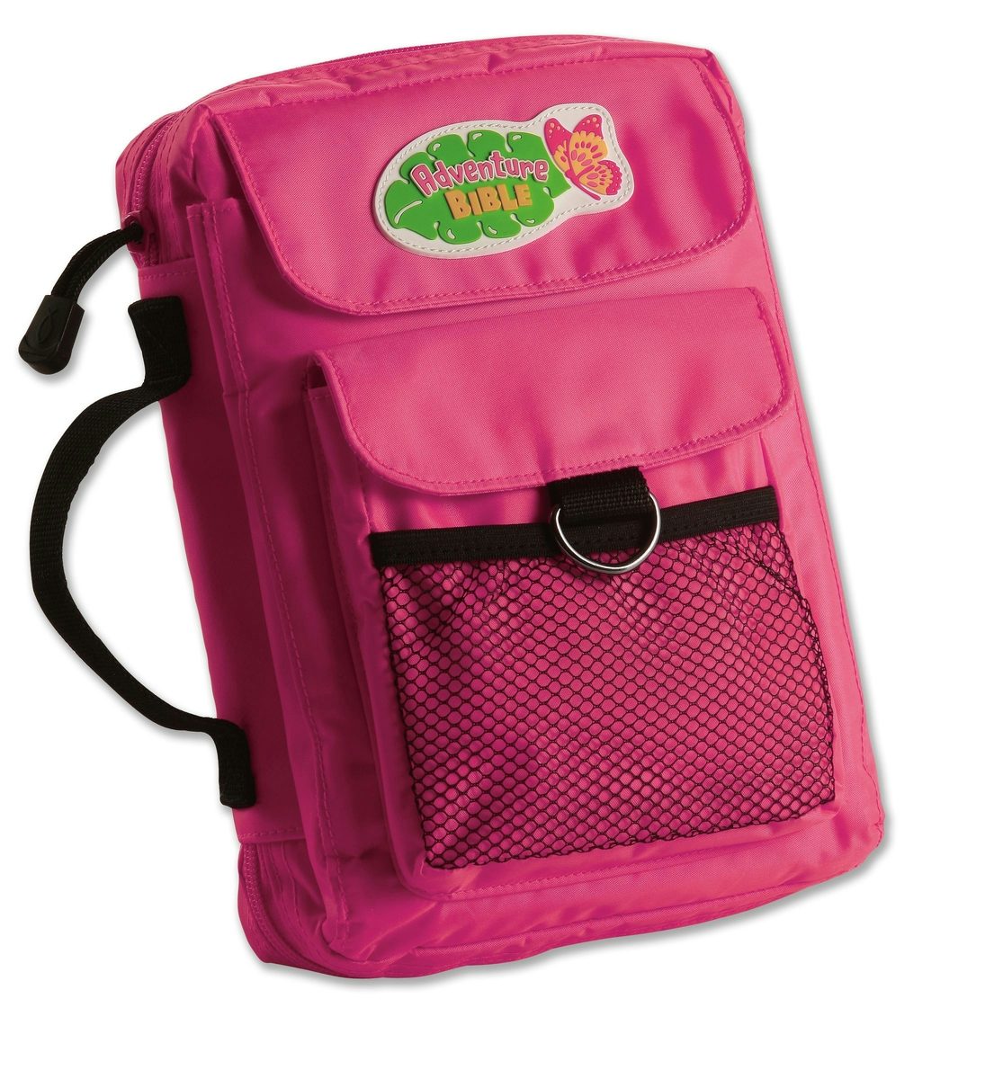 Cover image for Adventure Bible Cover for Girls, Zippered, with Handle, Nylon, Pink, Medium, isbn: 9780310520344