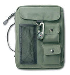 Cover image for Compass Bible Cover, Zippered, with Handle, Nylon, Green, Large, isbn: 9780310806592
