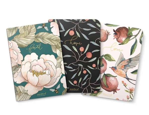 Cover image for Gracelaced Lined Notebooks, Set of 3, Faith, Hope, Love, isbn: 9780736982580