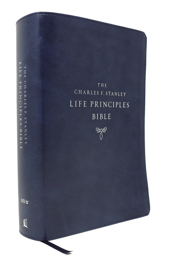 Cover image for Niv, Charles F. Stanley Life Principles Bible, 2nd Edition, Leathersoft, Blue, Thumb Indexed, Comfort Print, isbn: 9780785225607