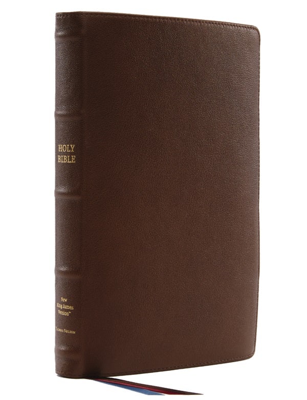 Cover image for Nkjv, Thinline Reference Bible, Large Print, Premium Goatskin Leather, Brown, Premier Collection, Comfort Print, isbn: 9780785231257