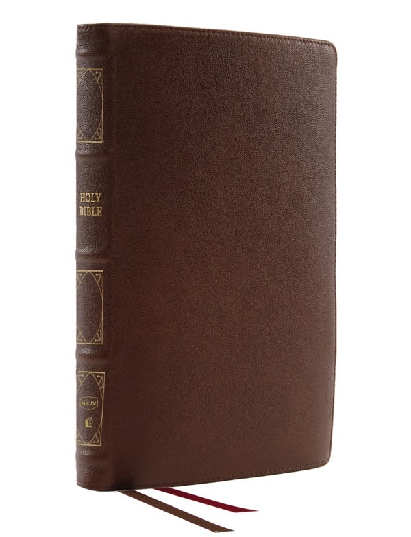 Cover image for Nkjv, Thinline Reference Bible, Genuine Leather, Brown, Red Letter, Thumb Indexed, Comfort Print, isbn: 9780785248873