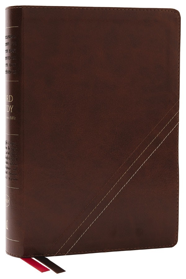 Cover image for Nkjv, Word Study Reference Bible, Leathersoft, Brown, Red Letter, Thumb Indexed, Comfort Print, isbn: 9780785292845