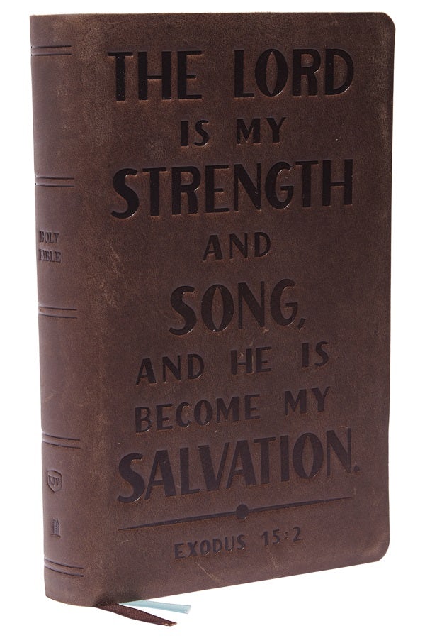 Cover image for KJV Holy Bible: Personal Size with Cross References, Brown Genuine Leather, Red Letter, Comfort Print (Thumb Indexed): King James Version (Verse Art Cover Collection), isbn: 9780785292944