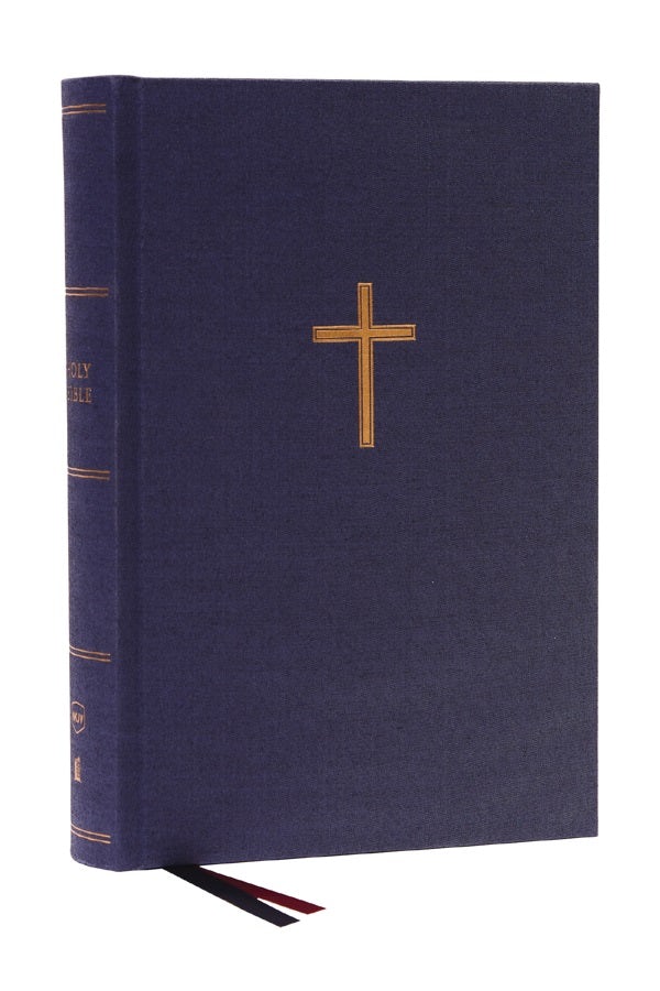 Cover image for Nkjv, Single-Column Wide-Margin Reference Bible, Cloth Over Board, Blue, Red Letter, Comfort Print, isbn: 9780785294542