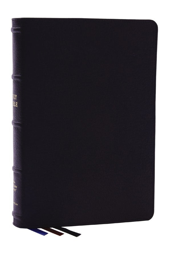 Cover image for Nkjv, Large Print Thinline Reference Bible, Blue Letter, MacLaren Series, Genuine Leather, Black, Thumb Indexed, Comfort Print, isbn: 9780785297970