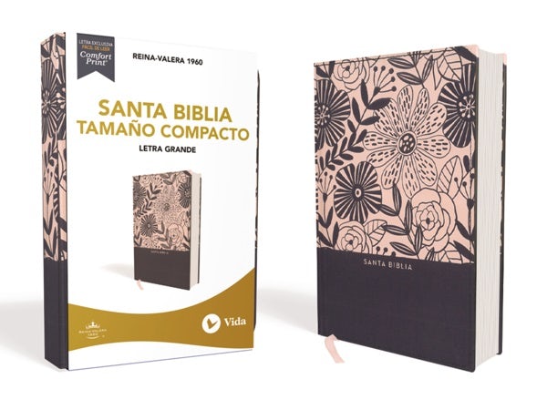 Cover image for Rvr60, Santa Biblia, Letra Grande, Tamaño Compacto, Tapa Dura/Tela, Azul Floral, Palabras de Jesús En Rojo, Comfort Print, isbn: 9780829770285