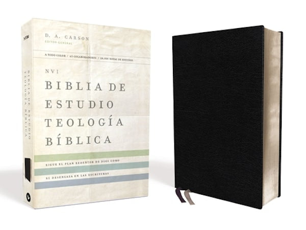 Cover image for Nvi, Biblia de Estudio Teologï¿½a Bï¿½blica, Interior a Cuatro Colores, Piel Reciclada, Negro, isbn: 9780829770506