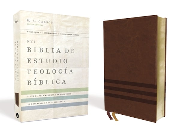 Cover image for Nvi, Biblia de Estudio Teologï¿½a Bï¿½blica, Interior a Cuatro Colores, Leathersoft, Cafï¿½, isbn: 9780829770513