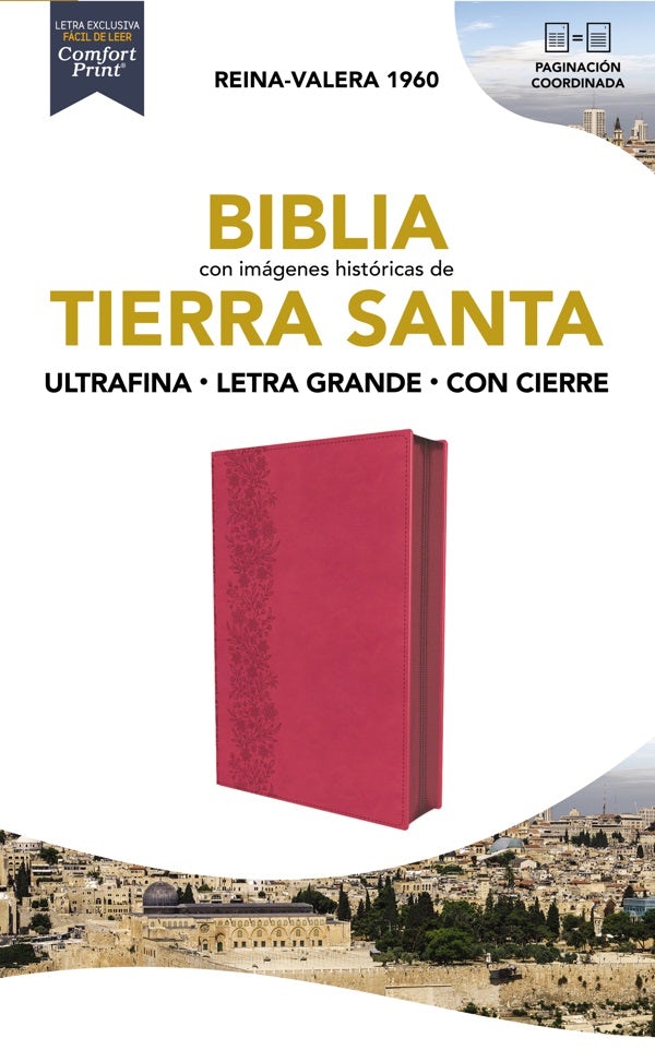 Cover image for Rvr60, Santa Biblia, Tierra Santa, Ultrafina, Letra Grande, Leathersoft, Fucsia, Con Cierre, Palabras de Jesús En Rojo, Comfort Print, isbn: 9780829772142