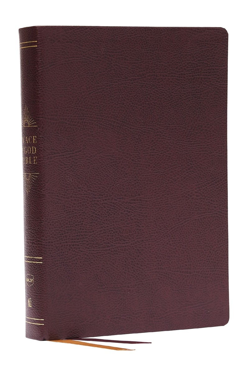 Cover image for Peace of God Bible: Discover and Experience God's Shalom Throughout the Bible (Nkjv, Burgundy Bonded Leather, Red Letter, Comfort Print), isbn: 9781400335053