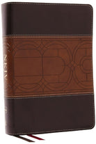 Cover image for NKJV Study Bible, Leathersoft, Brown, Full-Color, Thumb Indexed, Comfort Print, isbn: 9781400335350