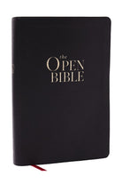 Cover image for The Open Bible: Read and Discover the Bible for Yourself (Nkjv, Black Leathersoft, Red Letter, Comfort Print, Thumb Indexed), isbn: 9781400344079