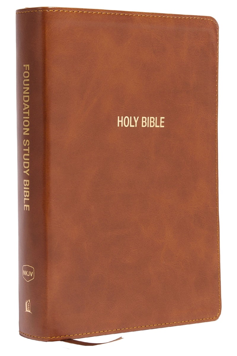Cover image for NKJV Foundation Study Bible, Wide-Margin, Brown Leathersoft, Red Letter, isbn: 9781400351022