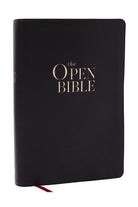 Cover image for The Open Bible: Read and Discover the Bible for Yourself (Kjv, Black Leathersoft, Red Letter, Comfort Print, Thumb Indexed), isbn: 9781400352395