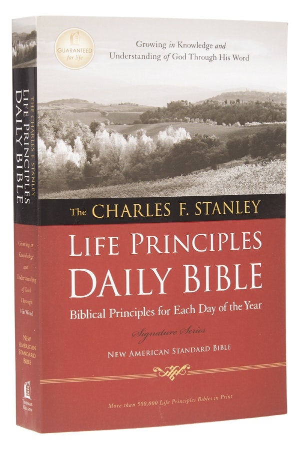 Cover image for Charles F. Stanley Life Principles Daily Bible-NASB, isbn: 9781418548858