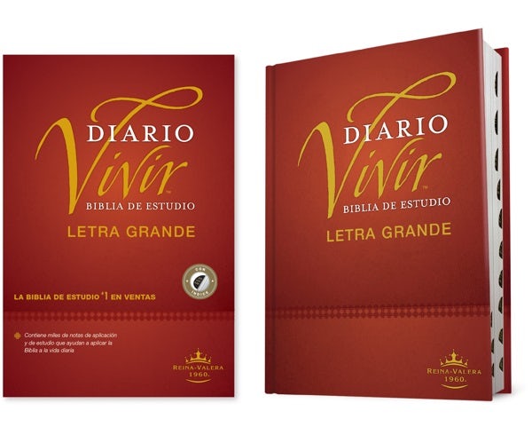 Cover image for Biblia de Estudio del Diario Vivir Rvr60, Letra Grande (Letra Roja, Tapa Dura, Índice), isbn: 9781496436672
