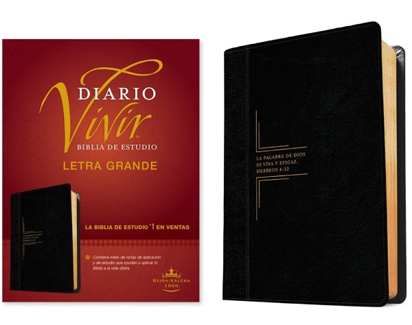 Cover image for Biblia de Estudio del Diario Vivir Rvr60, Letra Grande (Letra Roja, Sentipiel, Negro/Ónice), isbn: 9781496436689
