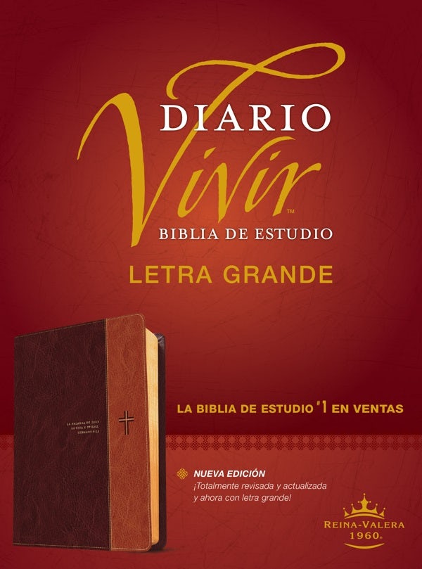 Cover image for Biblia de Estudio del Diario Vivir Rvr60, Letra Grande (Letra Roja, Sentipiel, Café/Café Claro, Índice), isbn: 9781496436719