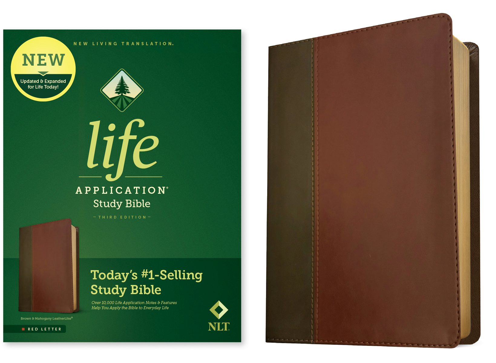 Cover image for NLT Life Application Study Bible, Third Edition (Red Letter, Leatherlike, Brown/Tan), isbn: 9781496439314