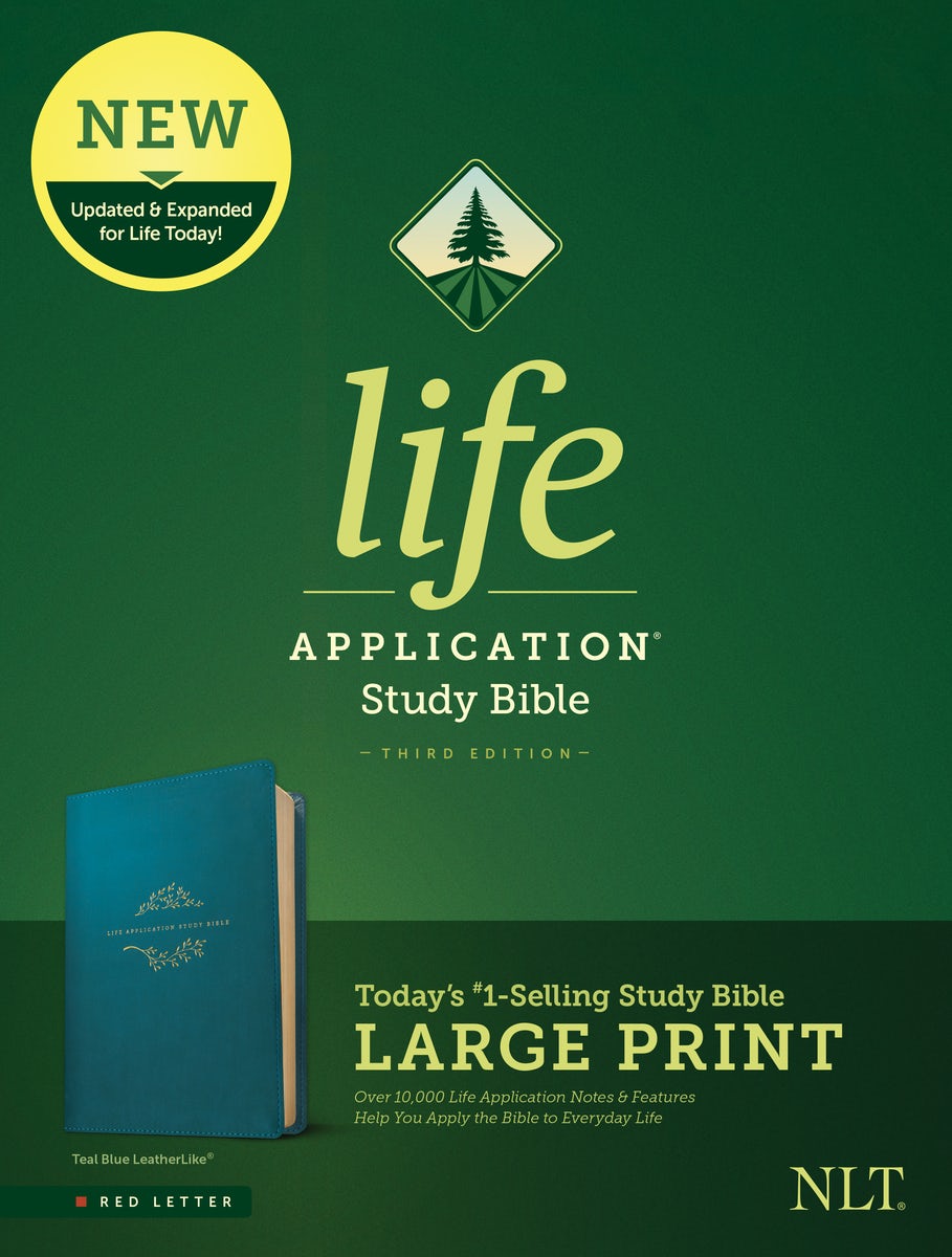 Cover image for NLT Life Application Study Bible, Third Edition, Large Print (Leatherlike, Teal Blue), isbn: 9781496439352
