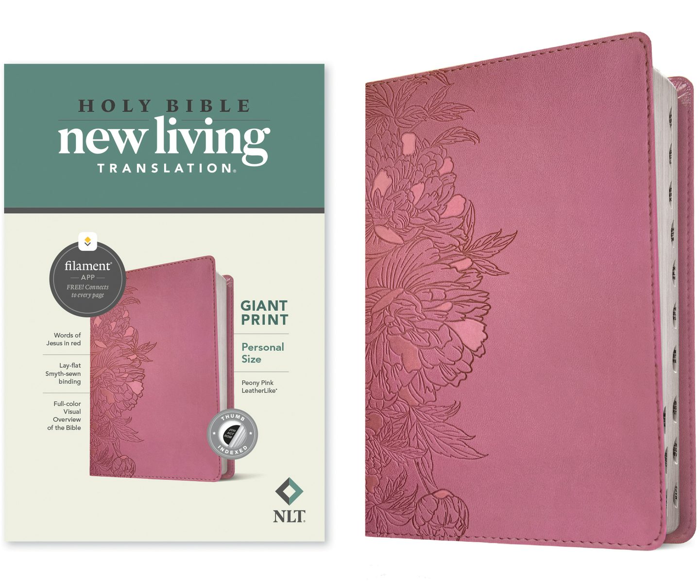 Cover image for NLT Personal Size Giant Print Bible, Filament Enabled Edition (Red Letter, Leatherlike, Peony Pink, Indexed), isbn: 9781496445261
