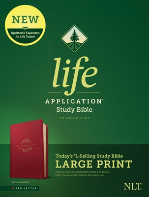 Cover image for NLT Life Application Study Bible, Third Edition, Large Print (Red Letter, Leatherlike, Berry), isbn: 9781496446848