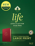 Cover image for NLT Life Application Study Bible, Third Edition, Large Print (Red Letter, Leatherlike, Berry, Indexed), isbn: 9781496446855