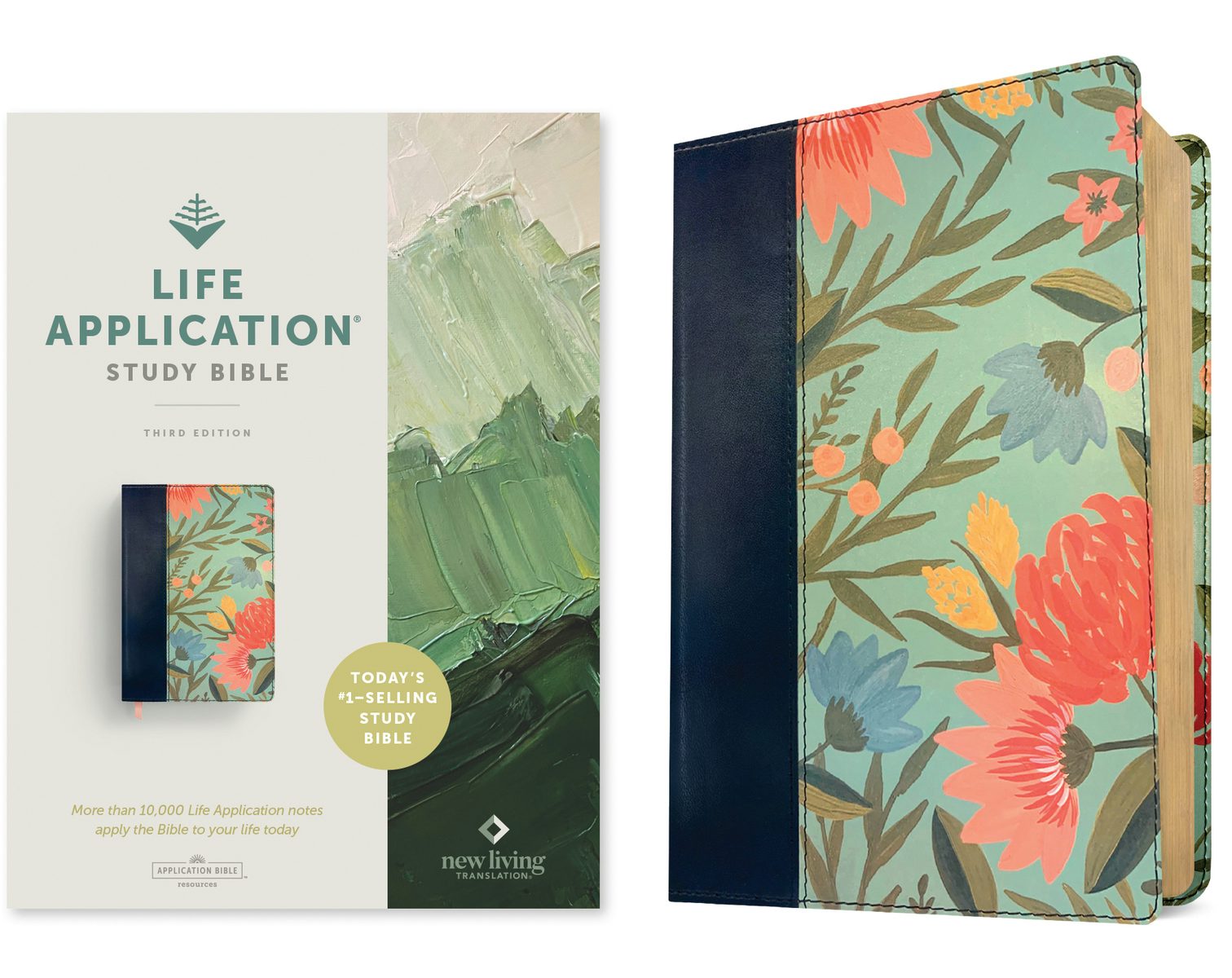 Cover image for NLT Life Application Study Bible, Third Edition (Leatherlike, Teal Floral, Red Letter), isbn: 9781496455277