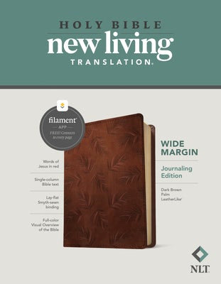 Cover image for NLT Wide Margin Bible, Filament Enabled (Leatherlike, Dark Brown Palm, Red Letter), isbn: 9781496458971