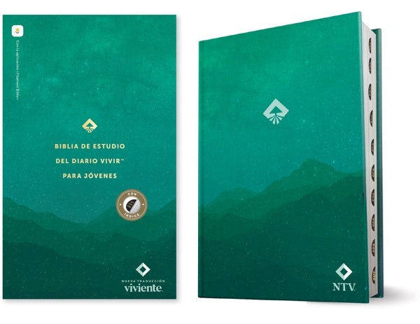 Cover image for Biblia de Estudio del Diario Vivir Para Jóvenes Ntv Con Filament (Tapa Dura, Verde, Índice, Letra Roja), isbn: 9781496476944