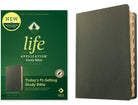 Cover image for NLT Life Application Study Bible, Third Edition (Genuine Leather, Olive Green, Indexed, Red Letter), isbn: 9781496479013
