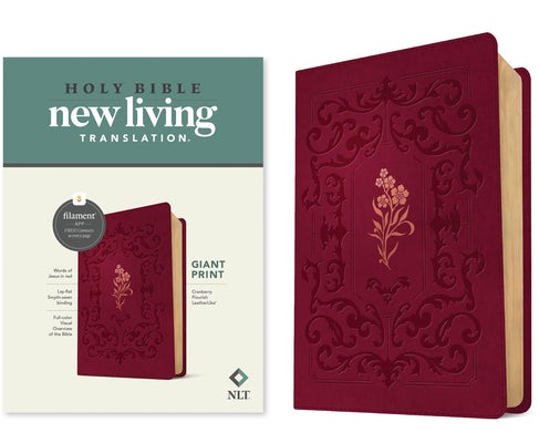 Cover image for NLT Giant Print Bible, Filament Enabled (Leatherlike, Cranberry Flourish, Red Letter), isbn: 9781496482297