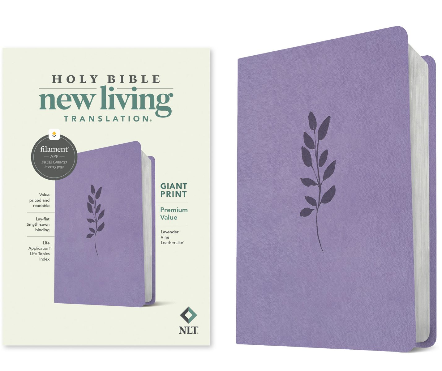 Cover image for NLT Giant Print Premium Value Bible, Filament Enabled (Leatherlike, Lavender Vine), isbn: 9781496482624