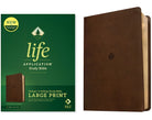 Cover image for NLT Life Application Study Bible, Third Edition, Large Print (Leatherlike, Rustic Brown Leaf, Red Letter), isbn: 9781496483089
