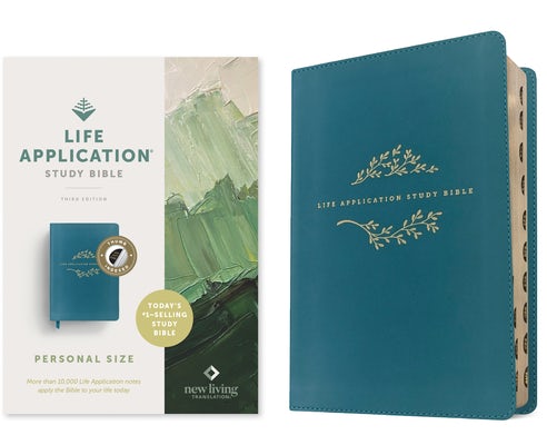 Cover image for NLT Life Application Study Bible, Third Edition, Personal Size (Leatherlike, Teal Blue, Indexed, Red Letter), isbn: 9781496484758