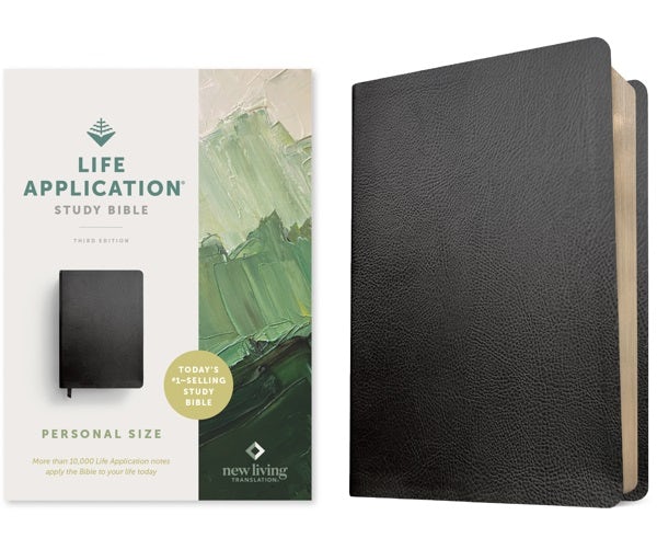 Cover image for NLT Life Application Study Bible, Third Edition, Personal Size (Bonded Leather, Black, Red Letter), isbn: 9781496484765
