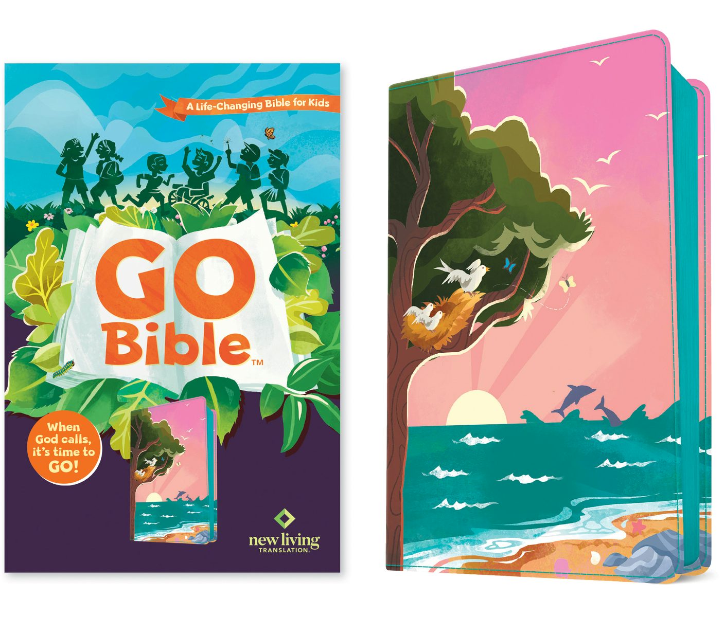 Cover image for NLT Go Bible for Kids (Leatherlike, Beach Sunrise), isbn: 9781496486554