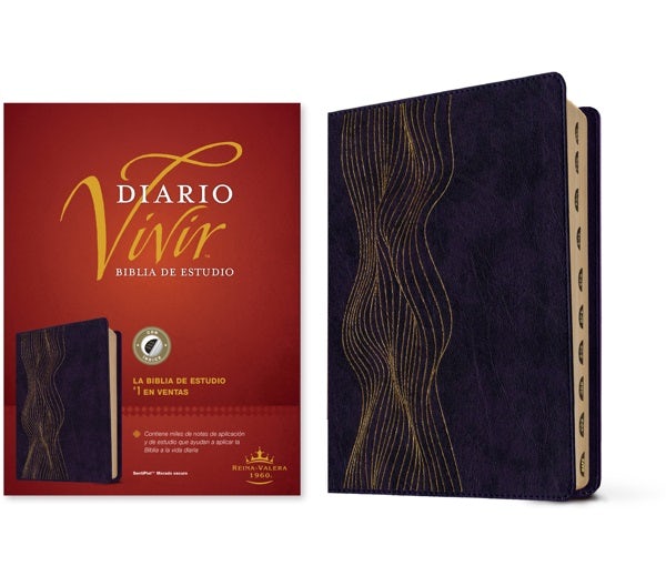 Cover image for Biblia de Estudio del Diario Vivir Rvr60 (Sentipiel, Morado Oscuro, Índice, Letra Roja), isbn: 9781496486653